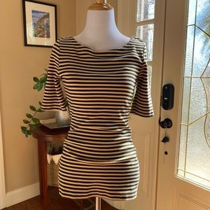 Black and Dark cream / Gold Striped Top